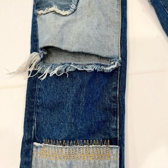 Carmar patchwork jeans size 26 waist boutique jeans distressed knee frayed - Picture 8 of 13